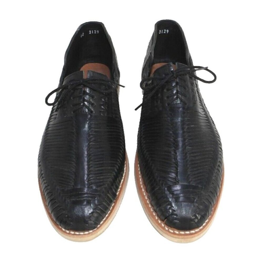 LUCILO black leather huaraches lace up loafers women's size 10 NEW, NO TAGS - Picture 2 of 8
